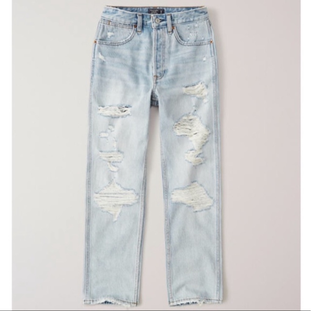 Abercrombie & Fitch High Rise Ankle Straight Jeans (Distressed), Size 27 Short